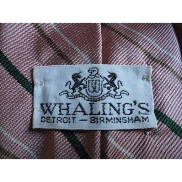 Vintage Men’s JR Logo Tie Whalings Men's Store Detroit Striped Pink Beige - Picture 2 of 4
